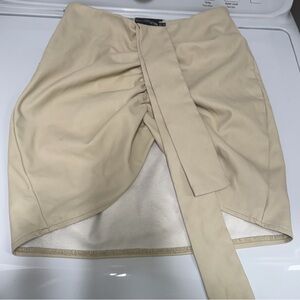 PrettyLittleThing Asymmetrical Cream Skirt